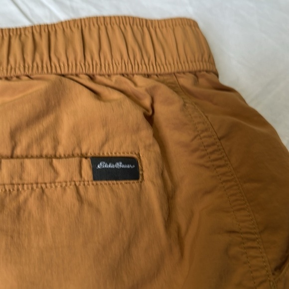Eddie Bauer Large Brown Nylon Tan Cargo Shorts With Belt Camping Pocket - Picture 7 of 7